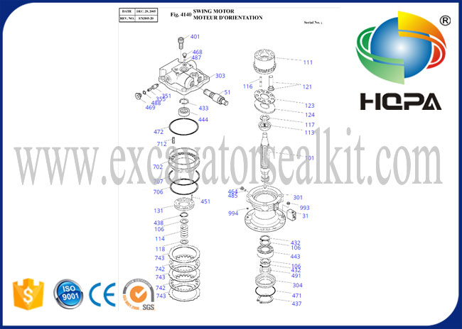 401-00246 2401-9304C موتور چرخش HZZC-M2X170CHB برای DH500-7 SOLAR450-III