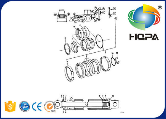 991/00027 991-00027 99100027 991 00027 Ram Dipper Cylinder Seal Kit For JCB 3C